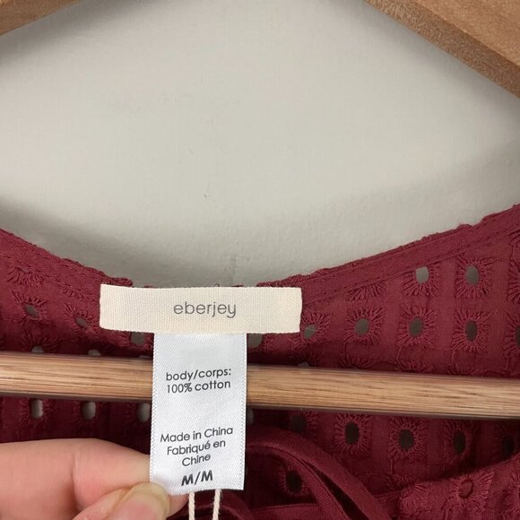 Eberjey Portola Tessa Semi-Sheer Eyelet Dress in Brick Size Medium - Picture 3 of 6